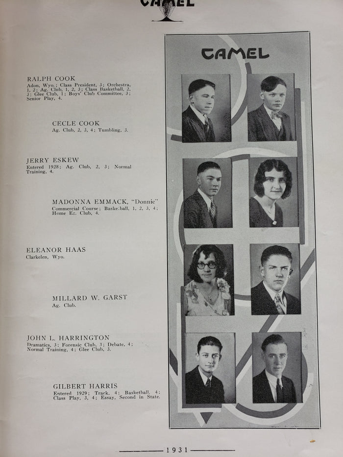 1931 CAMEL yearbook Campbell County High School Gillette Wyoming