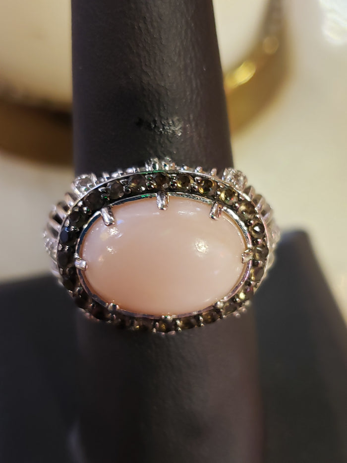 .925 Pink Coral ring SIZE 7.5