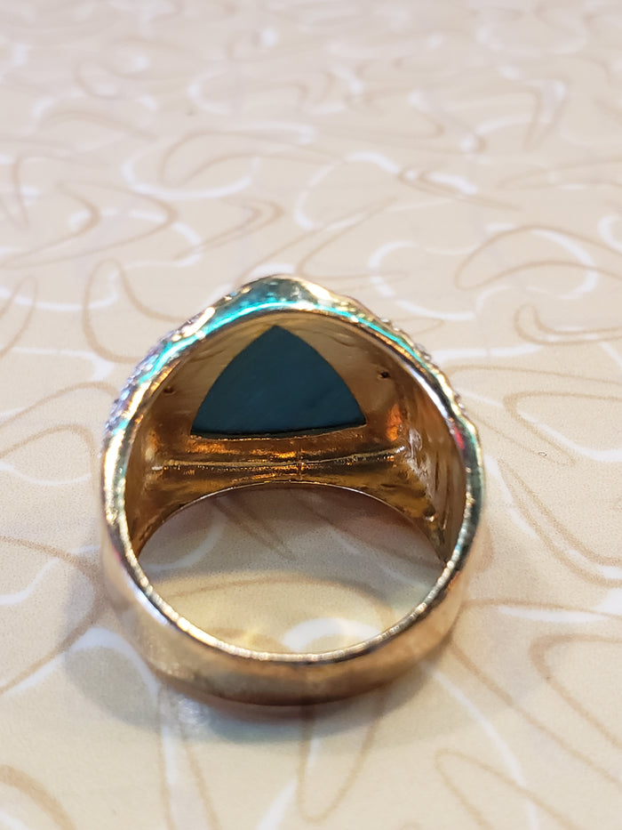 .925 Sterling Triangle Turquoise ring size 9.5