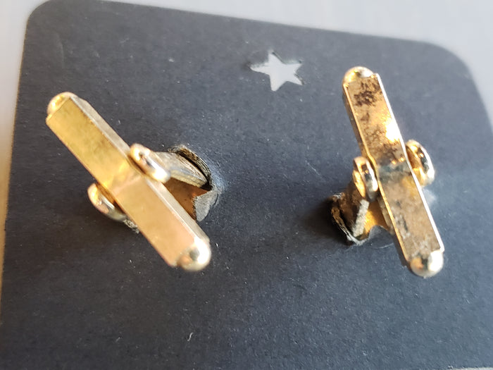Black oval cuff links with rhinestones