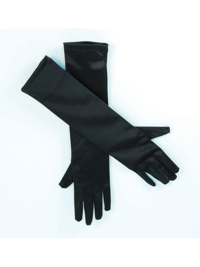 Black Satin Gloves Costume Accessory