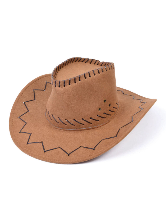 Brown Stitched Adults Cowboy Hat