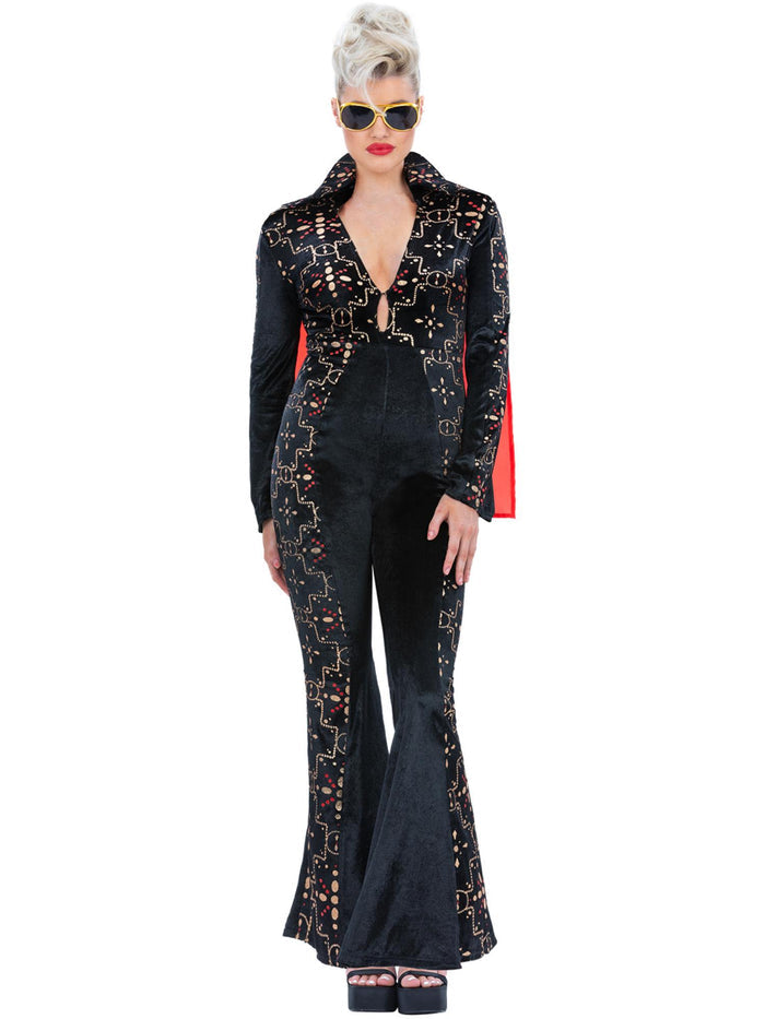Elvis Black Rhinestone Ladies Jumpsuit