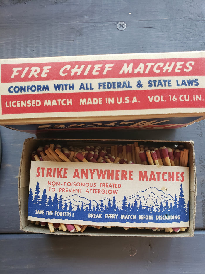 Fire Chief Strike Anywhere box with matches