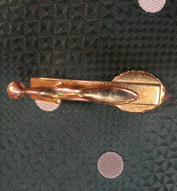 Goldtone Tie Clip with agate