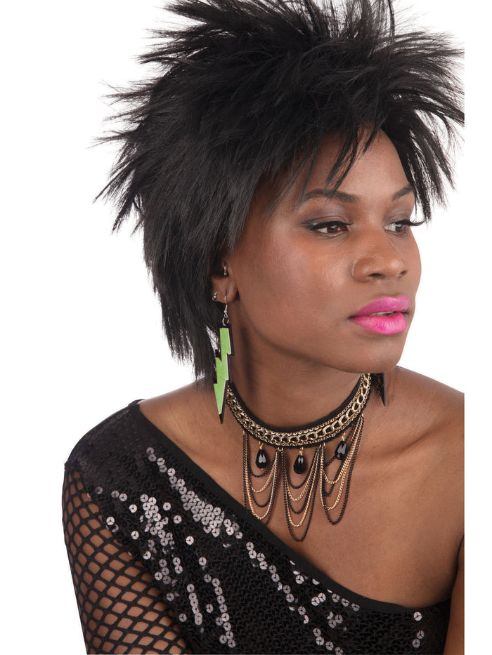 Green 80's Rave Earrings Costume Accessory