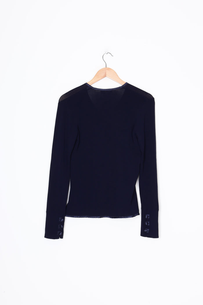Marilyn Seyb Womens Blue Cardigan Size 10