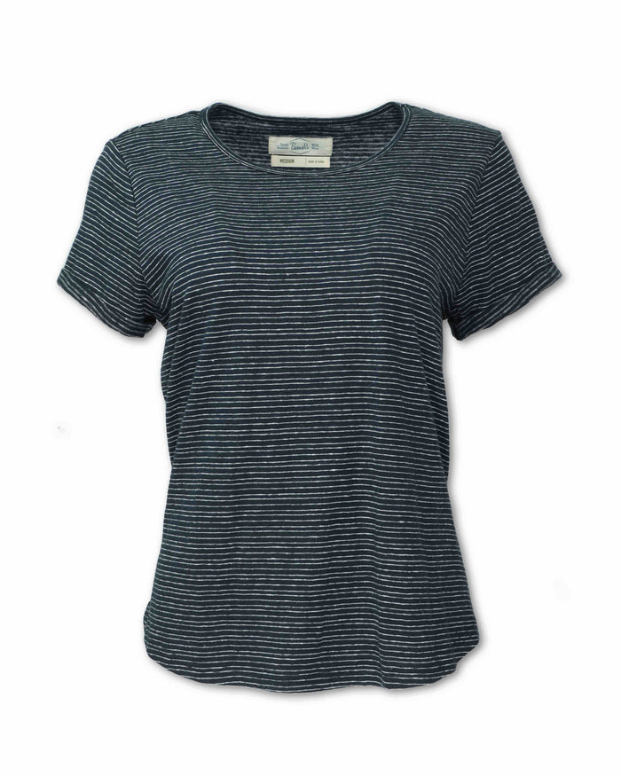 NAVY STRIPED HEMP KNIT TEE