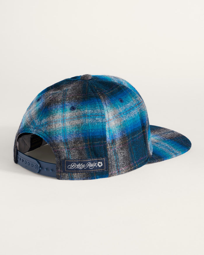 Pendleton / Bobby Ruiz Plaid Flat Brim hat in Grey Turquoise Ombre