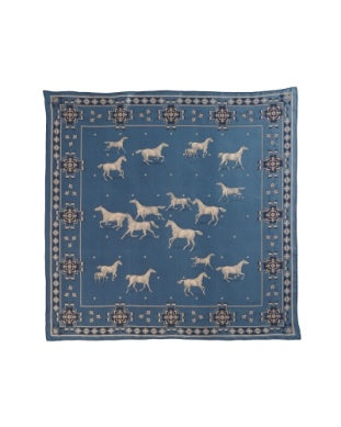 Pendleton Herd of Horses Silk Scarf in Navy