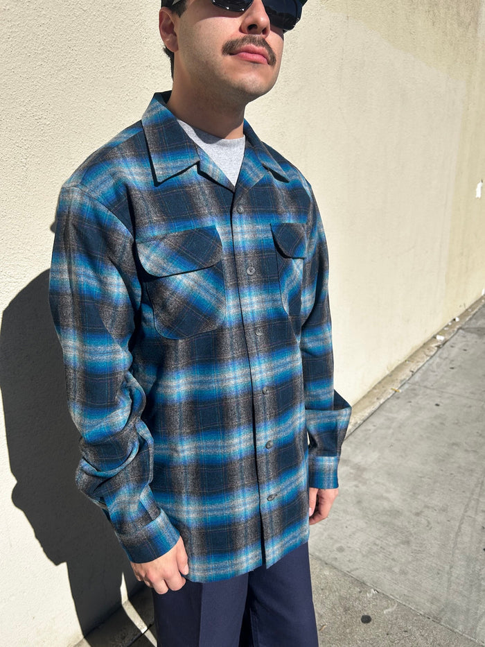 Pendleton Men's Board Shirt in Grey Turquoise Ombre