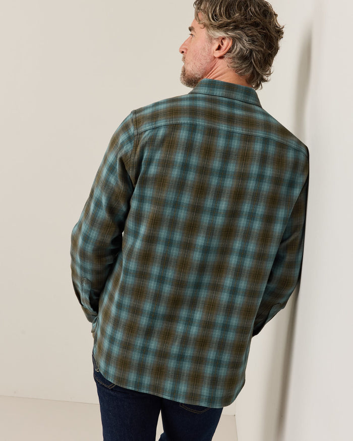 Pendleton Men's Burnside Flannel Shirt in Sea Blue Multi Plaid