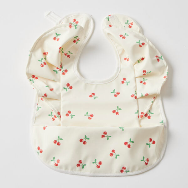 Pocket Frilled Bib - Cherry