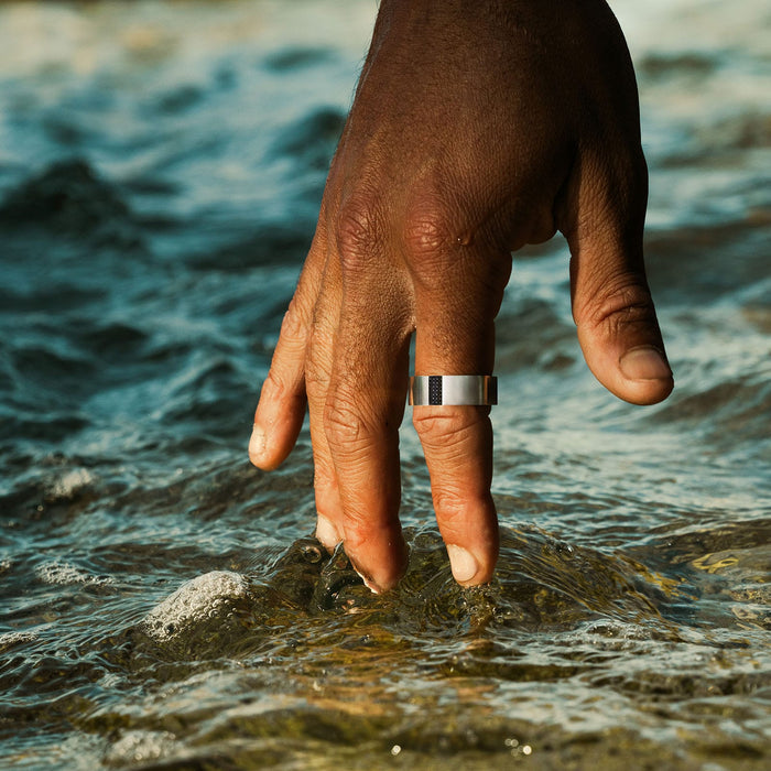 Polished Stainless Steel Ring & Carbon Fibre Ring