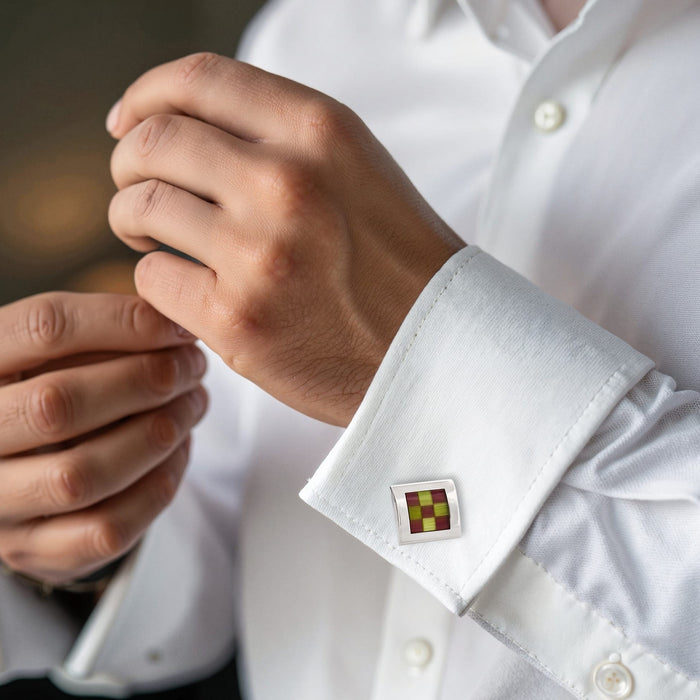 Purple & Green Check Cat's Eye Cufflinks