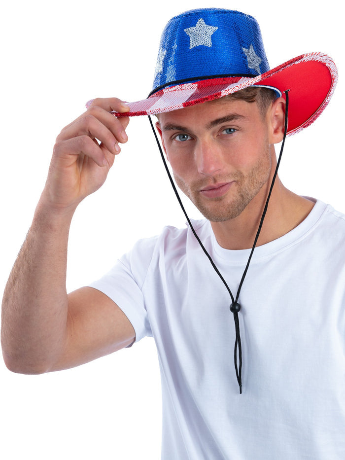 Sequin Stars & Stripes American Cowboy Hat