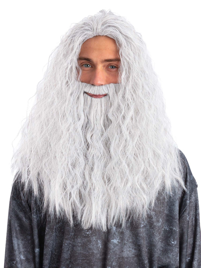 Sorcerer Wig & Beard Set White