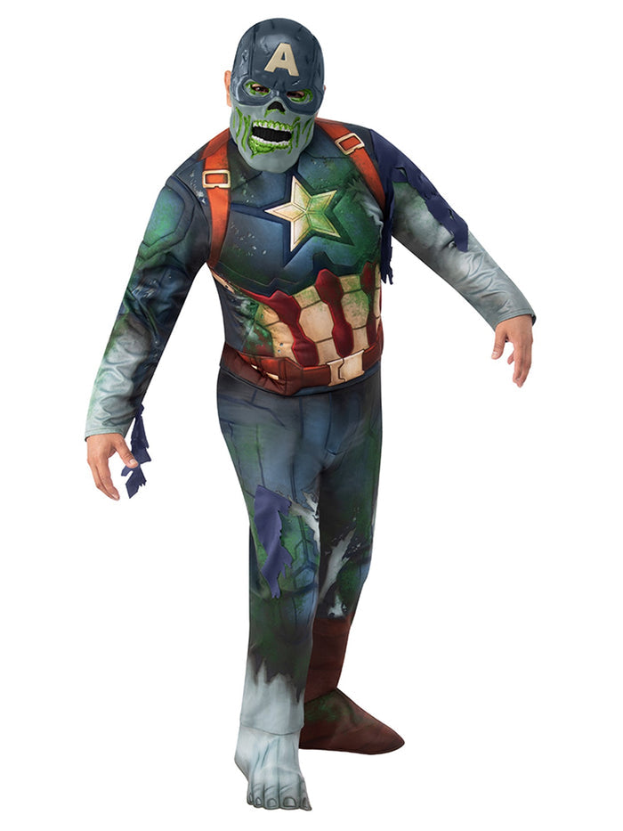Teen Kids Deluxe Zombie Captain America Costume From Marvel