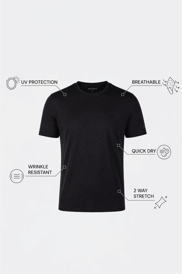 THE ACTIVE - SLIM HALF TEE - BLACK