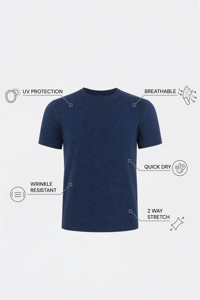 THE ACTIVE - SLIM HALF TEE - NAVY BLUE