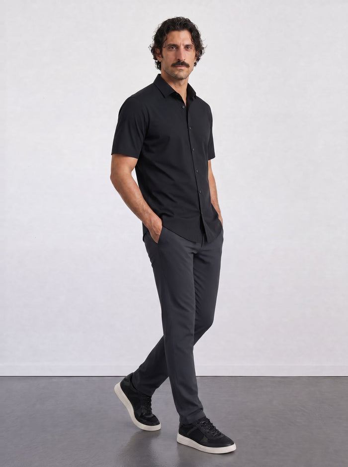 THE CITY - SLIM HALF SHIRT - BLACK