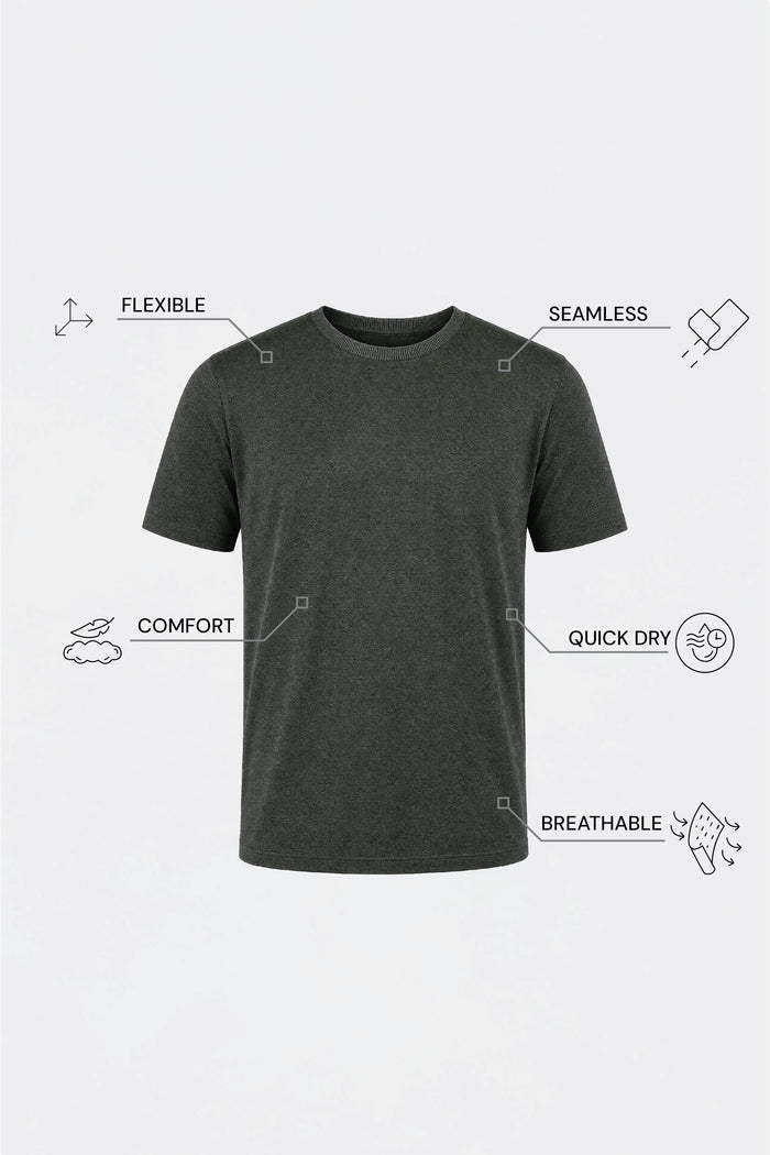THE EVERYDAY - SEAMLESS HALF TEE - MILITARY GREEN