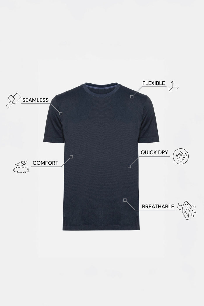 THE EVERYDAY - SEAMLESS HALF TEE - NAVY BLUE