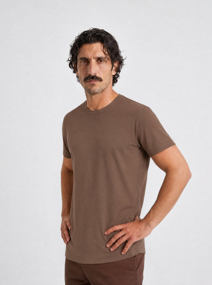 THE FLEX - PIMA HALF TEE - OCHRE