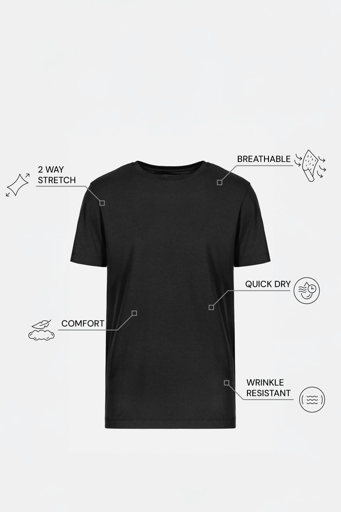 THE FLEX - PIMA PERFORMANCE HALF TEE - BLACK