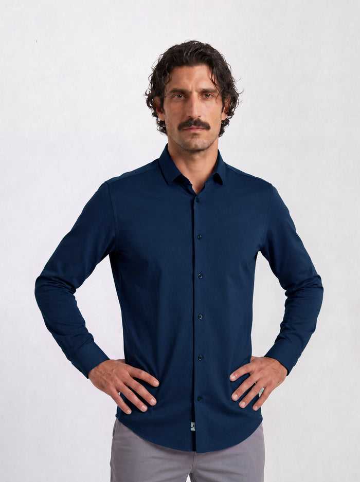THE HYPERFLEX - SLIM FULL SHIRT - MEDIUM NAVY