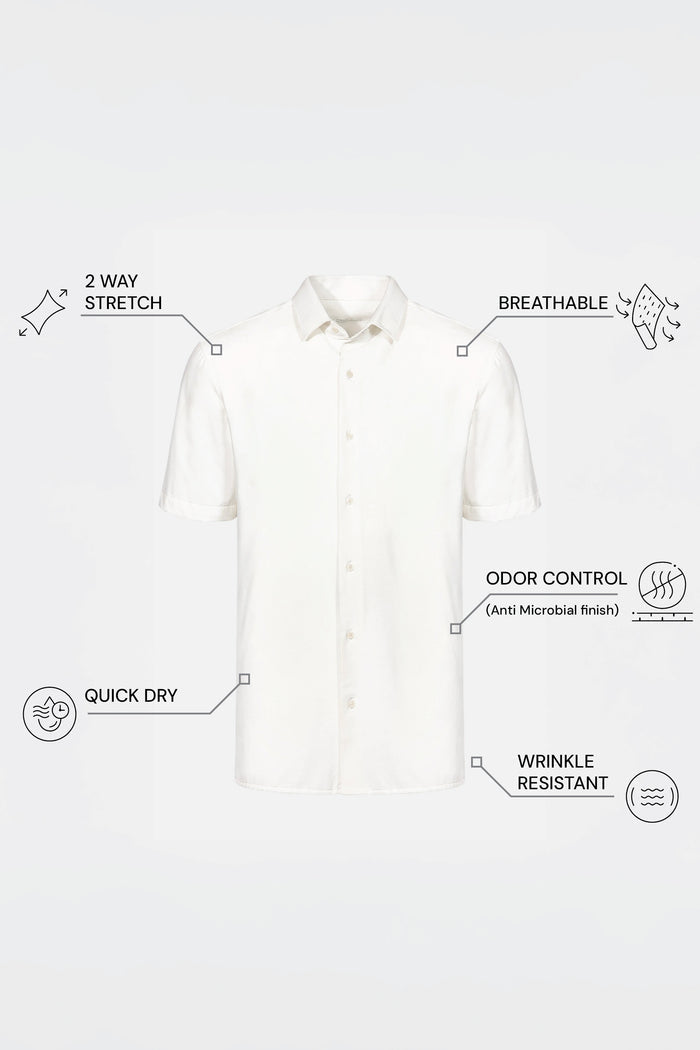 THE HYPERFLEX - SLIM HALF SHIRT - WHITE