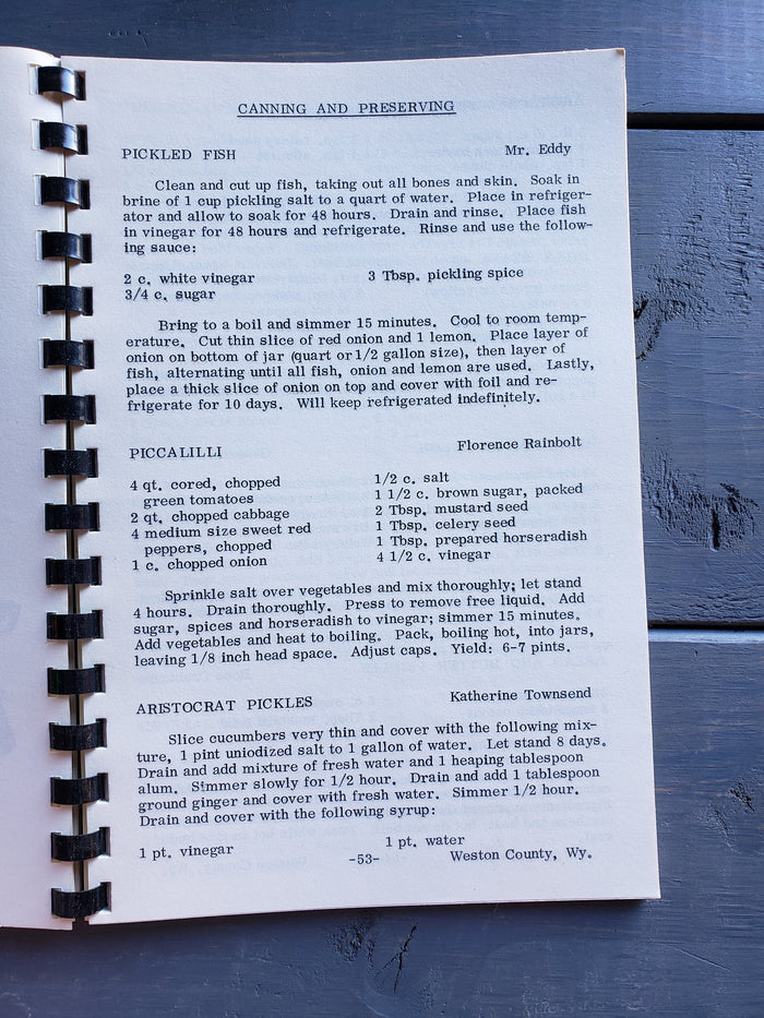 Weston County Historical Society Cookbook (Wyoming)