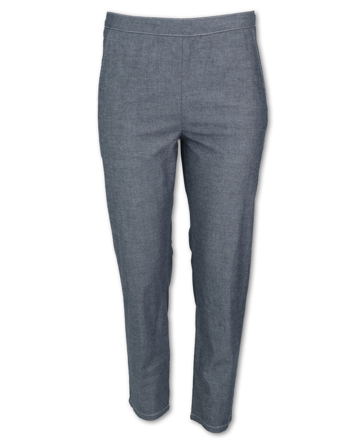 WOMEN'S CHAMBRAY SIDE ZIP PANT