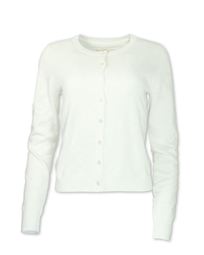 WOMEN'S CREW NECK BUTTON CARDIGAN