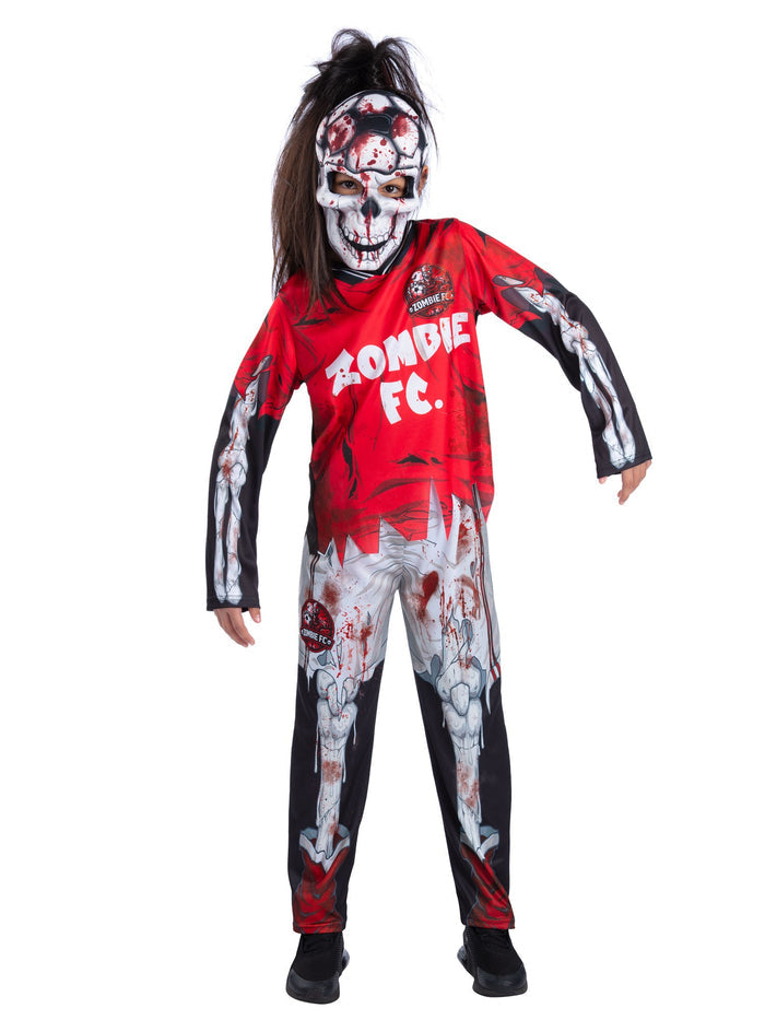 Zombie FC Footballer Skeleton Costume, Red