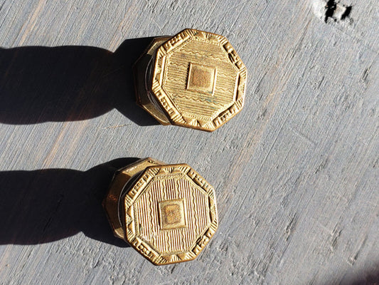 1920s Snap Cuff Links Brass Hexagon