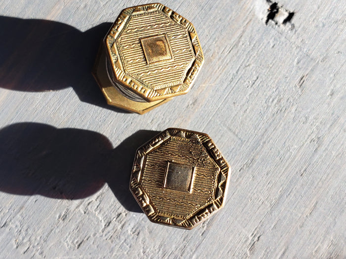 1920s Snap Cuff Links Brass Hexagon