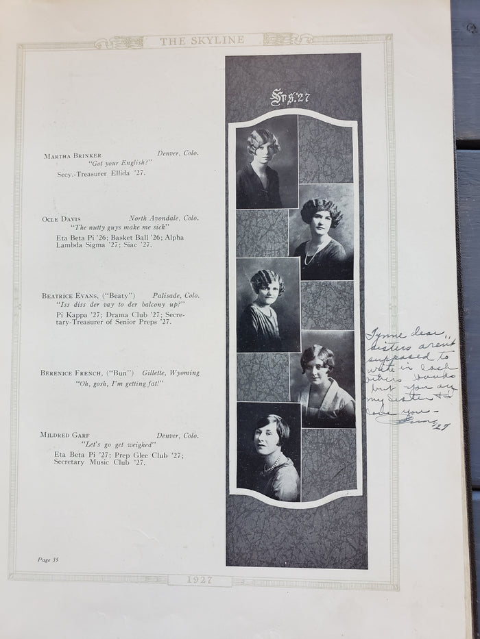 1927 yearbook Colorado Woman's College "The Skyline"