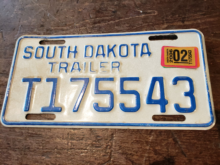 2006 South Dakota Trailer license plate #T175543