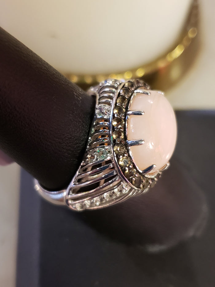 .925 Pink Coral ring SIZE 7.5