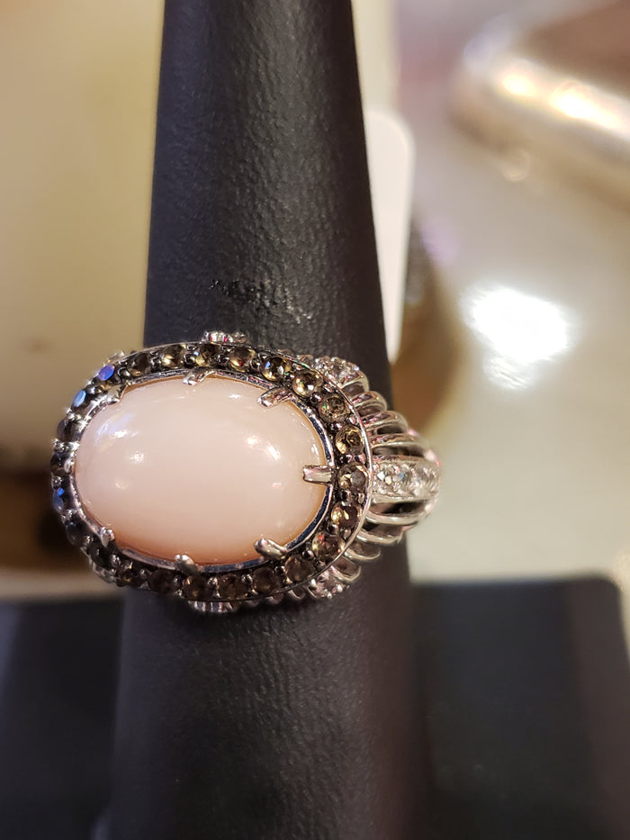 .925 Pink Coral ring SIZE 7.5