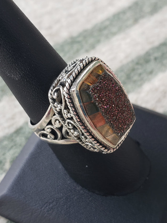 .925 Sterling DRUZY ring size 7.5