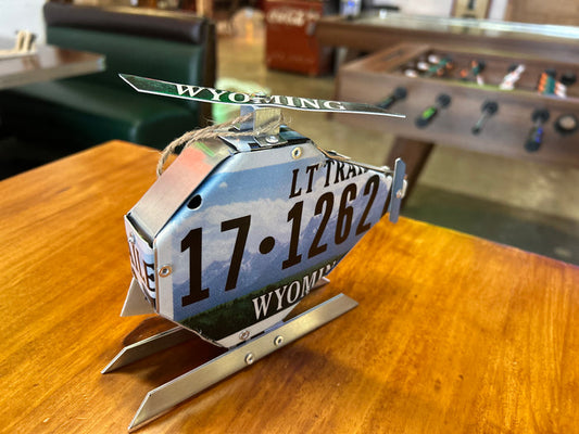 Wyoming License Plate Helicopter  Small