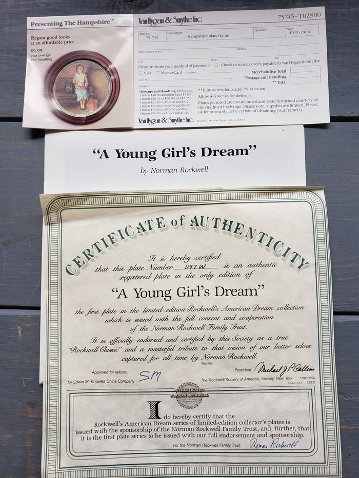 A Young Girl's Dream collectible plate