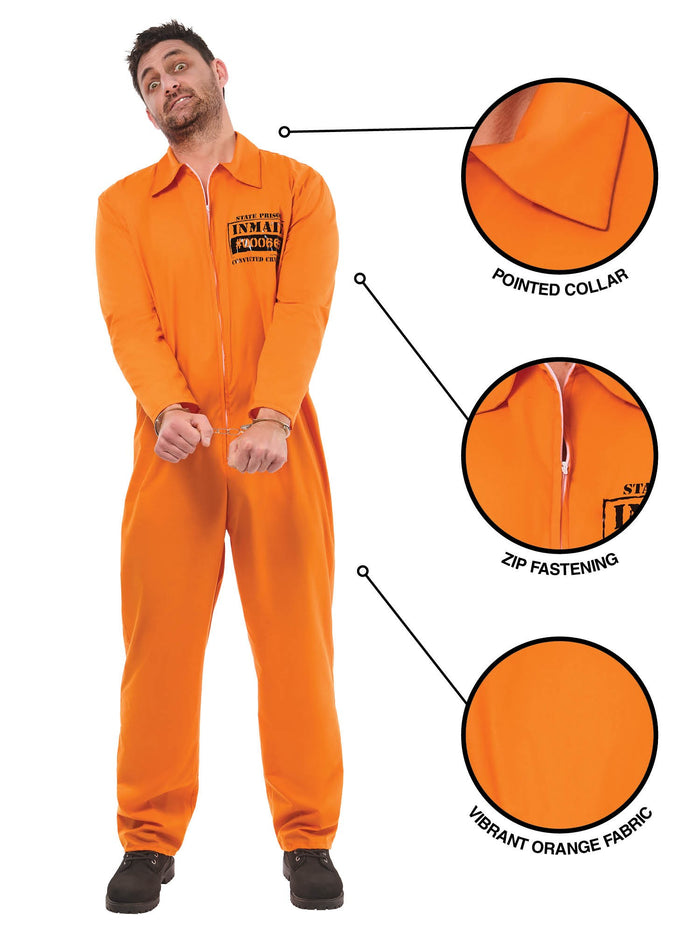 Adult Orange Convict Boiler Suit Costume