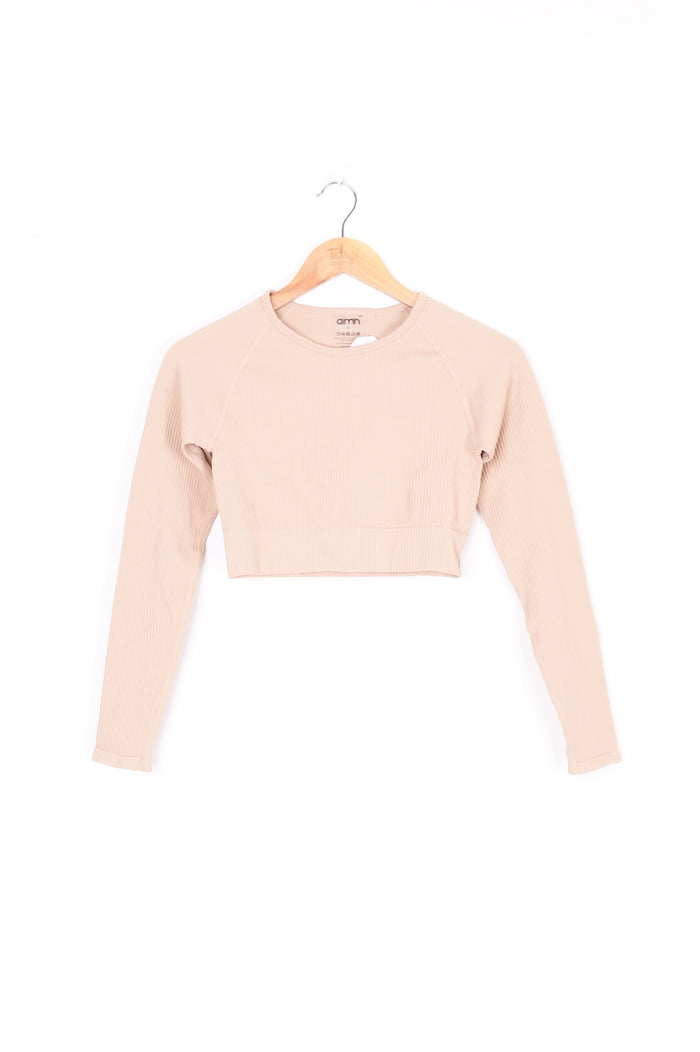 Aimn Womens Beige Top Size M
