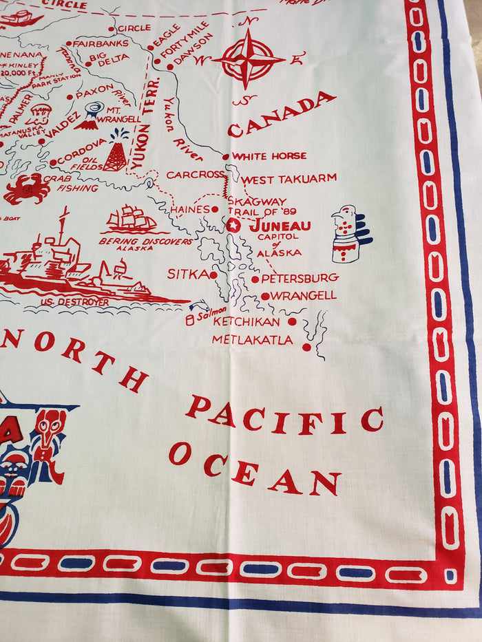 ALASKA souvenir card table cloth 51 x 53"