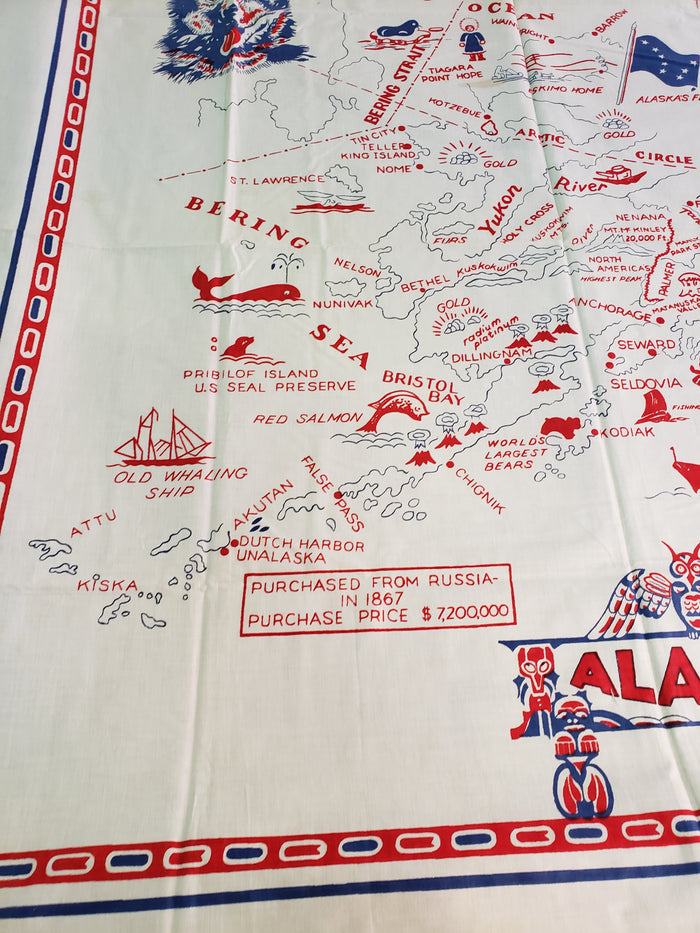 ALASKA souvenir card table cloth 51 x 53"