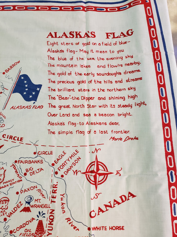 ALASKA souvenir card table cloth 51 x 53"