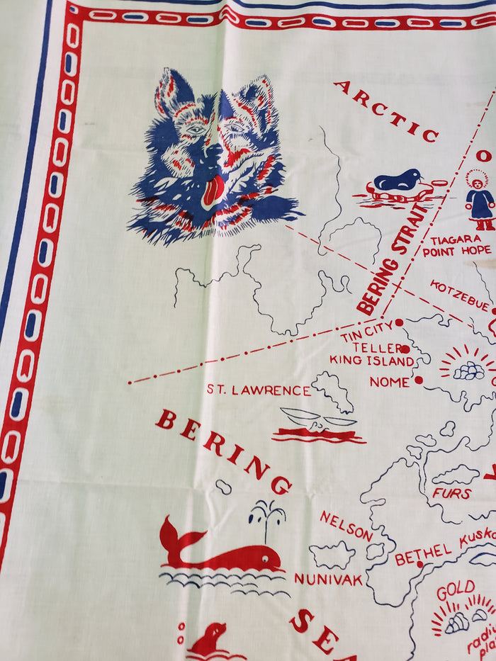 ALASKA souvenir card table cloth 51 x 53"